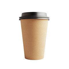 A rustic coffee to go cup stands alone against a clean transparent background, showcasing its simplicity and practicality for on-the-go drinks, coffee to go cup on transparent background