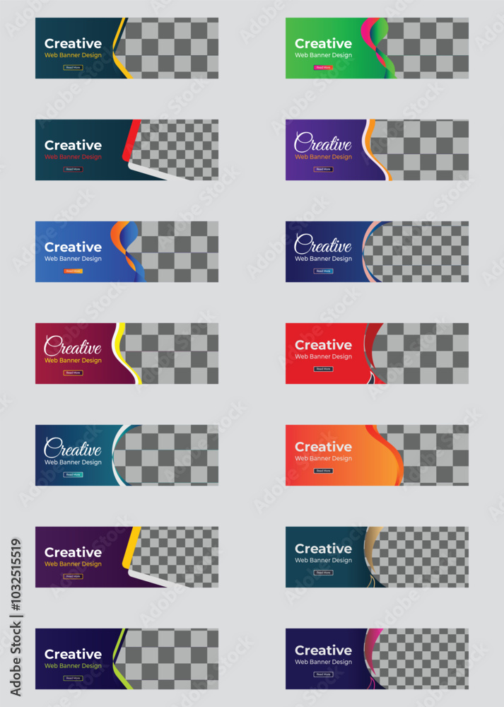 Wall mural set of 12 mega collection vector abstract design banner web templates.