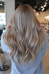 Long Blonde Hair with Waves and Highlights
