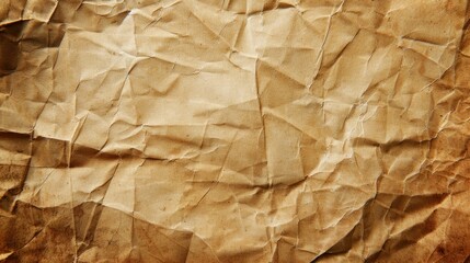 Obraz premium Crumpled brown paper texture with creases and wrinkles. Background for design and print.