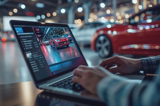 Online Car Buying Experience with Financing Options on Laptop Screen for Seamless Purchase