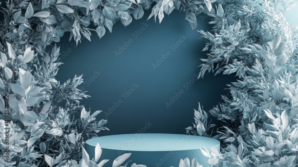 Aufkleber a picturesque backdrop created with vibrant greenery framing a smooth circular platform against a tr