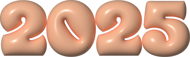 2025 3d text with inflate visual effects. New year 2025 icon with 3d balloon visual effects
