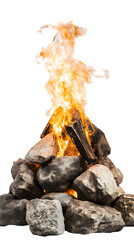 Fire, Bonfire, Flames with Smoke, on Transparent PNG Background, Photo Realistic, Wallpaper, Cover and Screen for Smartphone, PC, Laptop, Transparent PNG