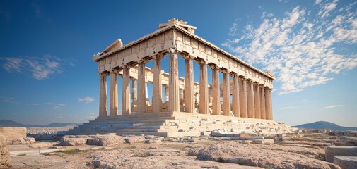 Obraz premium Majestic Parthenon Temple in Athens Ancient Marvel under Azure Sky
