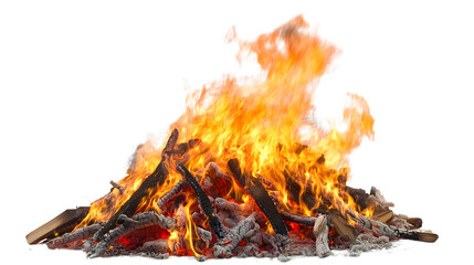 Fire, Bonfire, Flames with Smoke, on Transparent PNG Background, Photo Realistic, Wallpaper, Cover and Screen for Smartphone, PC, Laptop, Transparent PNG