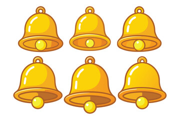 Golden Bell Icons &ndash; Cartoon Notification and Christmas D&eacute;cor Graphics