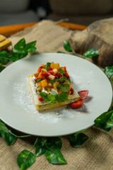 Waffle Fruits on top dessert delicious sugar