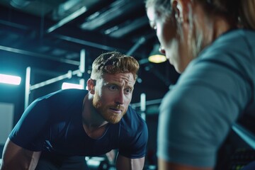 Personal Trainer Guiding Client Through Intense Strength Workout in Modern Gym Setting