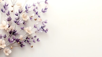Watercolor lavender sprigs in a minimalist style, soft purple hues on a light gray background, seamless pattern