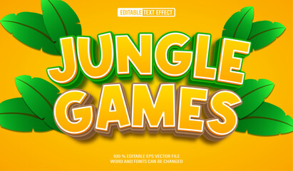 Fototapeta premium Editable 3d text style effect - Jungle Games text effect Template