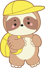 Cute sloth vector icon. Funny baby sloth animal series stock illustration. Slow life of fluffy sloth designs.
