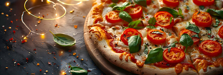 Vegan veggie pizza with plant-based cheese and a variety of fresh vegetables