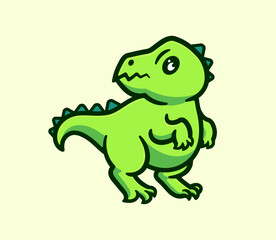 Obraz premium Green Dinosaur Cartoon Vector Illustration for Kids and Decoration Cute Character Cartoon Illustration