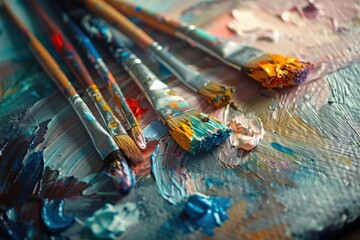 Obraz premium Creative Arts Workshop Palette and Brush Inspiration for Professional Design Use