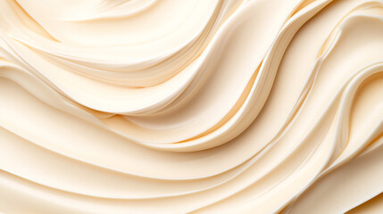 Obraz premium Luxurious cream swirl in a close-up macro shot, highlighting its smooth, soft texture, glossy finish, clean tone