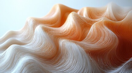 Abstract wave pattern with white and orange fibers.