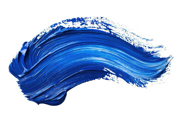 Dynamic blue paint stroke isolated on transparent background. showcasing vibrant color and fluid motion, ideal for creative design projects.