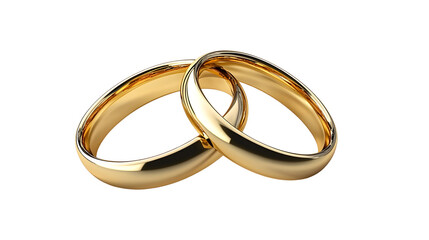 Two golden wedding rings cut out. Based on Generative AI