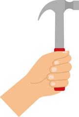 Hand holding a hammer icon. Vector illustration.