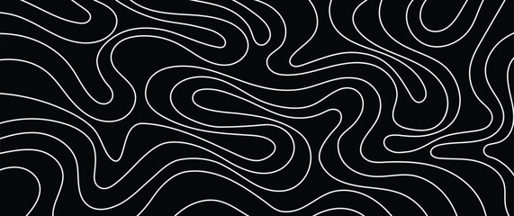Obraz premium Terrain topographic map background wave lines seamless pattern vector liquid swirl in black and white colors