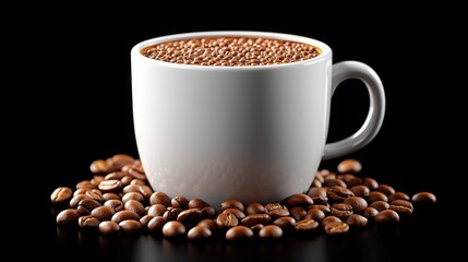 Fototapeta premium Isolated Coffee Mug with Beans for Product Display and Branding Use