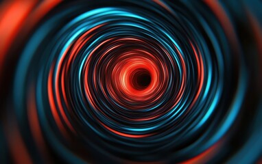 Abstract swirling tunnel with vibrant red and blue hues, digital art concept.
