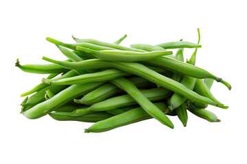 Fresh green beans, white isolate background.