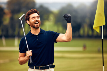 A Joyful Golfer Enthusiastically Celebrating Their HardFought Success on the Golf Course
