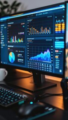 Marketing Campaign Metrics Infographic on Desktop Screen for Data Analysis and Visualization