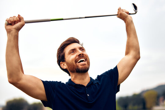 A Joyful Golfer is Celebrating Their Amazing Success on the Golf Course with Great Enthusiasm