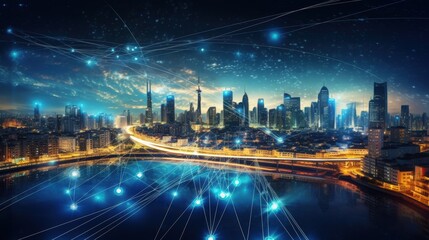 Fototapeta premium 5G, 6G, Big data wireless network, high speed internet, cloud computing or connect diagram technology, Data storage, service, synchronize, online, financial, Connectivity global, smart city, Gen AI