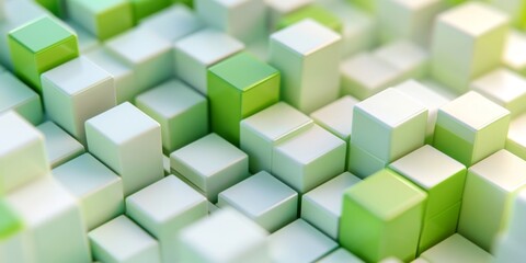 Obraz premium 3d rendering of white and green abstract geometric background. Scene for advertising, technology, showcase, banner, game, sport, cosmetic, business, metaverse. Sci-Fi Illustration. Product display
