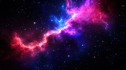 Colorful nebula clouds in deep space, cosmic scene with vibrant colors.