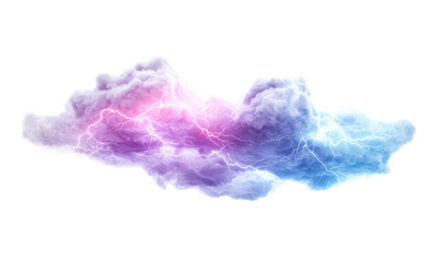 Fototapeta premium Abstract cloud formation with electric blue and purple hues isolate on transparent background, cutout, png