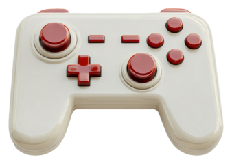 Unique retro-style video game controller design isolated on transparent background