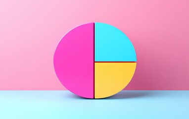 Fototapeta premium Colorful pie chart on a pastel background for infographic design.