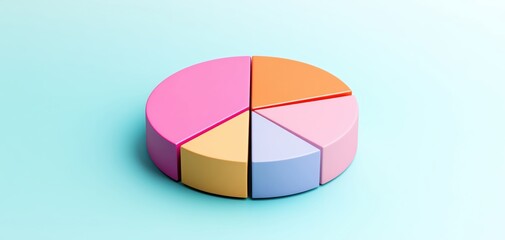 Obraz premium Colorful pie chart segment, isolated on pastel background.