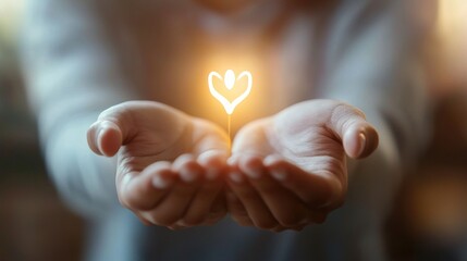 Concept of hope, such as a person holding a symbol of positivity or standing in a hopeful stance 