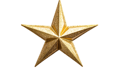 Golden star with a textured surface, isolate on transparent background, cutout, png