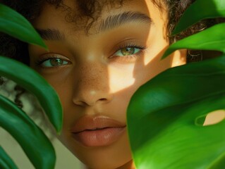 Person with green eyes