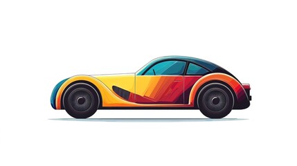 Obraz premium Simple graphic logo of color car on white background 