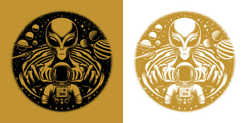 scary alien catch a astronaut design