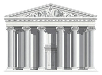 Obraz premium Grand classical temple architecture isolated on transparent background