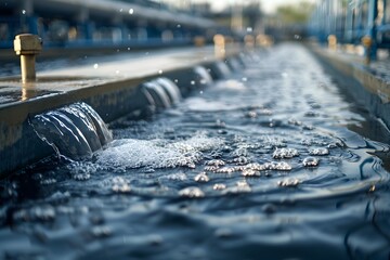 Flowing Water in a Treatment Facility with Bubbling Surface