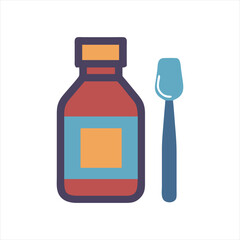 Cute medical icons in flat design symbols illustration Clipart Eps