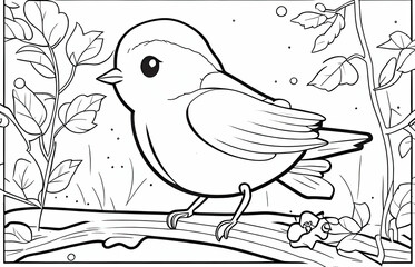 Beautiful Canary Coloring Page, Yellow Bird Colouring Design for Your Corporate Books and Business Graphic Resource or Creative Project, Ai Generative