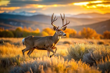'Mule Deer Buck in Motion: Colorado High Plains Wildlife'