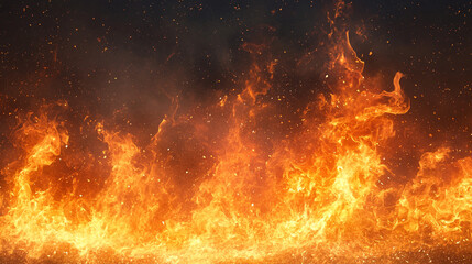 Obraz premium Fiery Inferno Background Hot Orange Flames and Sparks