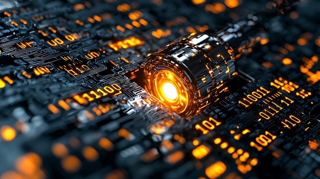 Glowing Data Key Inserted into Digital Pad